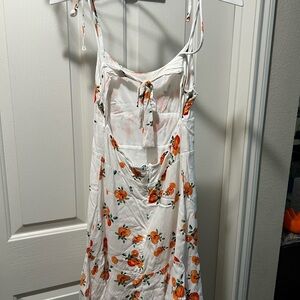 Wild Fable White Floral Dress with Orange Accents